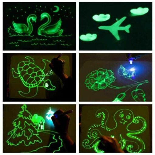 Black A3 Size 3D Children's Luminous Drawing Board Toy Draw with Light Fun for Kids Family