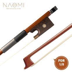 Dark Slate Gray NAOMI 1/8 Size Brazilwood Violin/Fiddle Bow Round Stick W/ Plastic Grip White Horsehair Well Balance