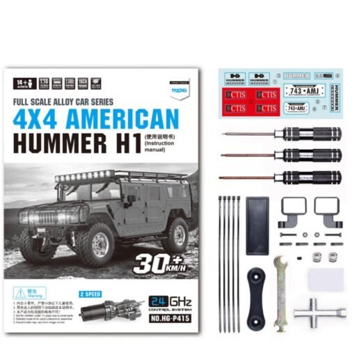 Dim Gray HG P415 Standard 1/10 2.4G 16CH RC Car for Hummer Metal Chassis Vehicles Model w/o Battery Charger