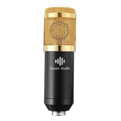 Dark Khaki GAM-800 Green Audio Condenser Microphone for Karaoke with GAX-V9 Bluetooth Audio Mixer Sound Card