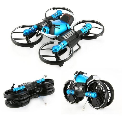 Turquoise HeHengDa Toys H6 2.4G 2 In 1 Electric RC Deformation Motorcycle Drone WIFI Control Car RTR Model
