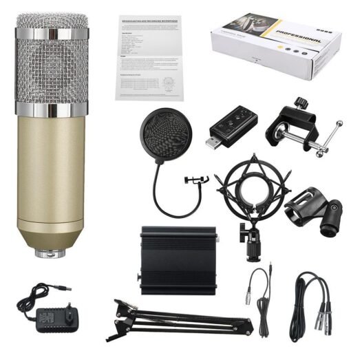 Dark Slate Gray GAM-800 Green Audio Condenser Microphone Kit for Karaoke Living Recoarding with Phantom Power