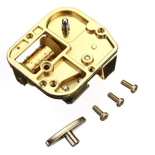 Pale Goldenrod DIY Windup Music Box Movement Screws Key Castle In The Sky Song