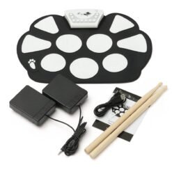 Dark Slate Gray Foldable Roll Up USB Electronic Drum 9 Silicon Pad Kit Silicon w/ Stick Kid Gift