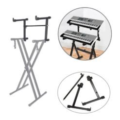 Tan Adjustable Black Single Tube Heightening Electronic Piano Stand Keyboard Instrument Support Holder Parts Accessoreis