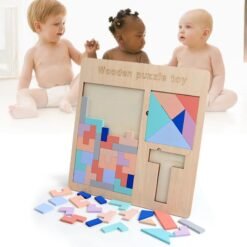 White Smoke Baby Wooden Tetris Puzzles Toys Kids Children Toddlers Educational Preschool Game Blocks Toys