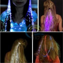 Steel Blue Flash LED Hair Braid 40CM Decorative Valentines Gift Party Light-Up Optic Fiber Extension Barrette