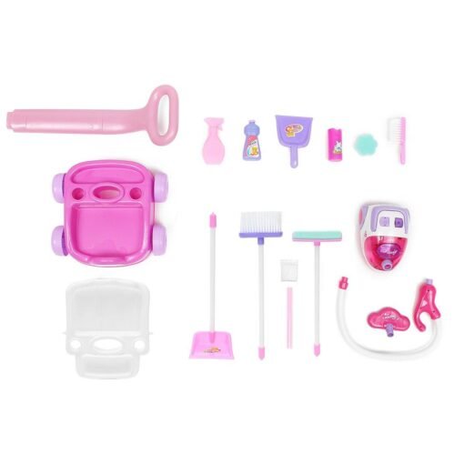 Orchid Kids Pretend Play Cleaning Trolley Set Toys Broom Mop Bucket Tools Duster Cleaner