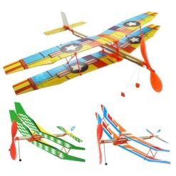 Dark Goldenrod DIY Hand Throw Flying Plane Toy Elastic Rubber Band Powered Airplane Assembly Model Toys