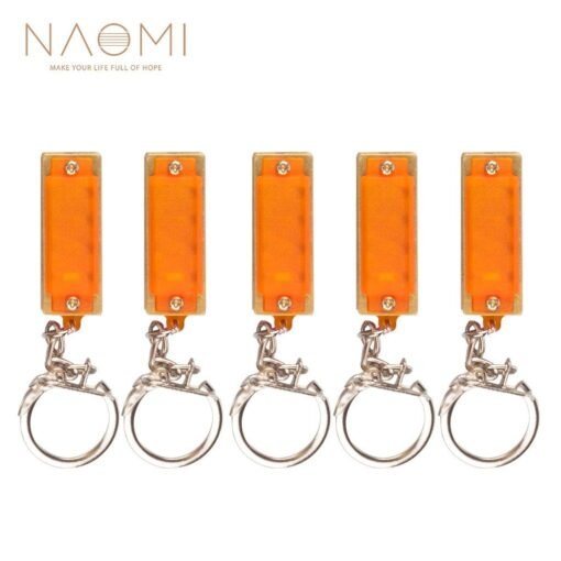 Naomi 5 PCS 4 Hole 8 Tone Mini Harmonica Keychain Key Rings For Toy Gift Musical Instrument