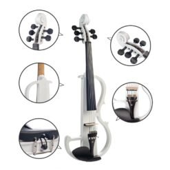 White Smoke NAOMI 4/4 Full Size Electric Violin Fiddle 5 String Silent Violin Accessories