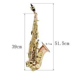 Dark Khaki Bb key to High F key and G Key Phosphor Bronze Copper Curved Soprano Saxophone