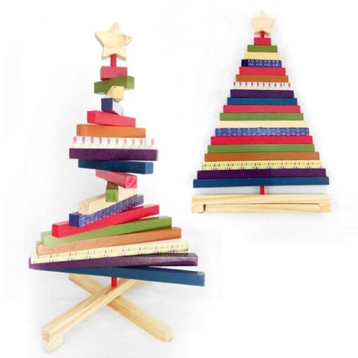 Turn Striped Christmas Tree Wood Ornaments Creative Gifts Decoration Toys