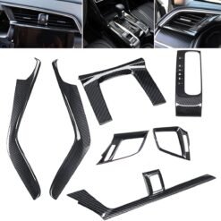 Snow 7Pcs Carbon Fiber Dashboard Look Gear Side Cover Trim for 2016-2017 10th Honda Civic