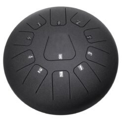 Dim Gray HLURU 12 Inch 11 Notes D Tone Steel Tongue Percussion Drum Handpan Instrument with Drum Mallets and Bag