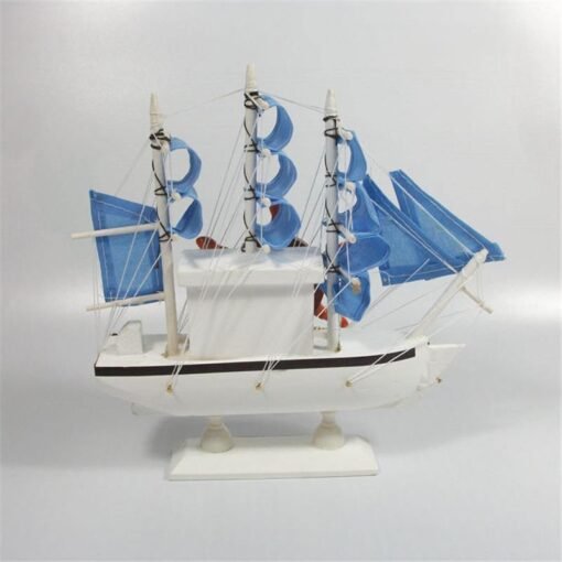 Steel Blue Mediterranean Sailing Music Box Gifts For The New Year Creative Wooden Sailboat Craft Gift Souvenirs