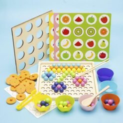 Yellow Green Clip Beads Math Game Set Wood Toys Kids Hand Brain Chopsticks Training Teaching Tools