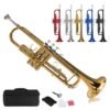 Sienna Bb Beginner Trumpet Brass Band Gold Plated Care Kit Case in Gold Silver Red Blue Black