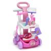 Pale Violet Red Kids Pretend Play Cleaning Trolley Set Toys Broom Mop Bucket Tools Duster Cleaner