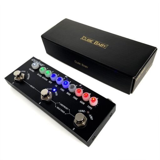 Black Cuvave CUBE BABY Rechargeable Multi Effects Pedal with High quality Reverb Delay Chorus Phaser Tremolo Effect