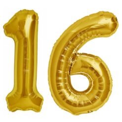 Dark Goldenrod Large Birthday Party Number 16 Foil Balloon Helium Air Decoration