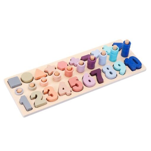 Light Pink Colorful Wooden Montessori Math Board Shape Sorter Number Developing Intellectual Toys Preschool Counting