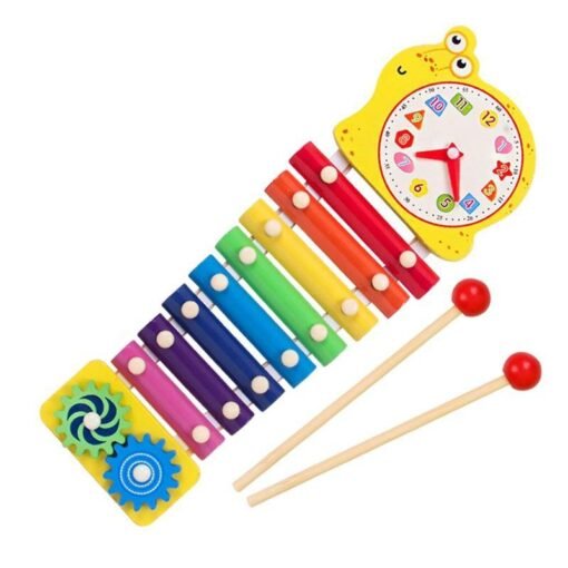 Orange Red Hand Knocking Piano Musical Hand Xylophone Orff Musical Instruments Early Education Enlightenment Instrument for Children