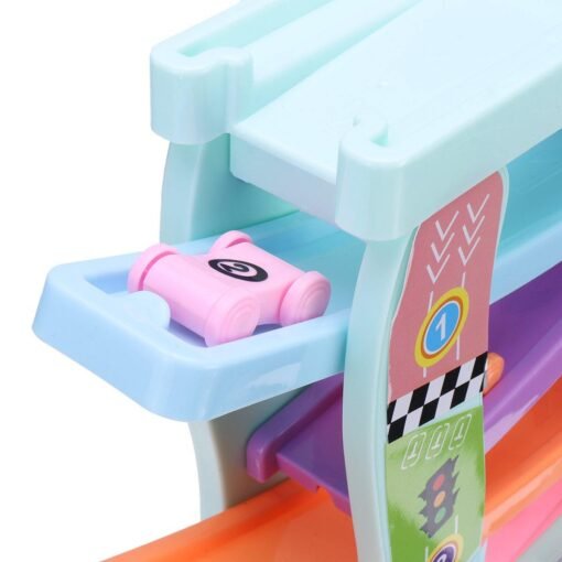 Misty Rose Click Clack Racetrack Wooden Children Car Slider Race Track Toys Developmental Funny Toy