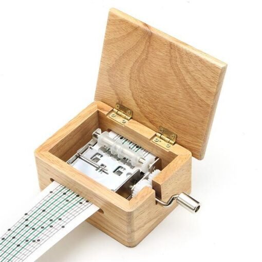 DIY Hand-Cranked Music Box 15 Tone Wooden Box With Hole Puncher And Paper Tapes Birthday Gift Present - Toys Ace